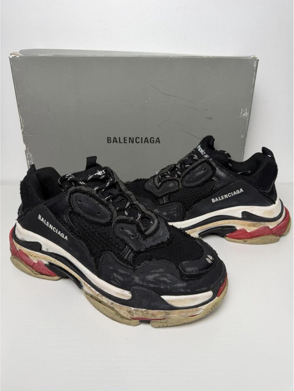 Limited Edition Balenciaga Triple S Black Distressed US 11